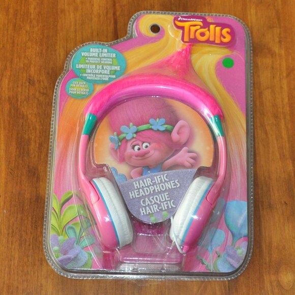 New Sealed Trolls Hair-ific Headphones. Built In Volume Limiter Parent Controls - Picture 1 of 2